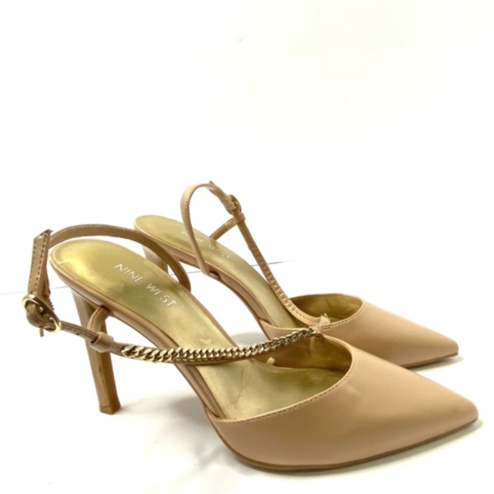 Nine West Nude Leather Pointed ToeHeels - Picture 2 of 5